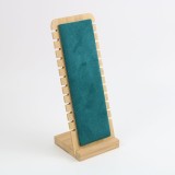 Cumpara ieftin Panou Expozitor pentru Lan?uri ?i Coliere &ndash; Lemn cu Catifea Verde sau Bej &ndash; 27 x 10 cm &ndash; 12 Spa?ii &ndash; SM5268