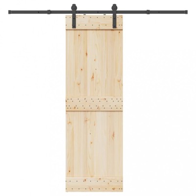 Set feronerie pentru uși glisante, negru, 213,5 cm, oțel foto