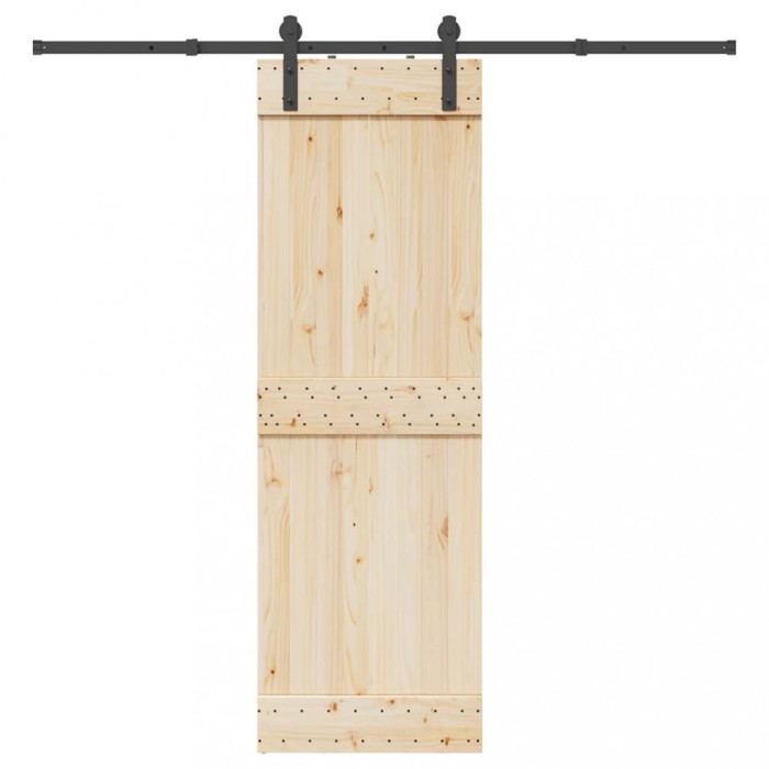 Set feronerie pentru uși glisante, negru, 213,5 cm, oțel
