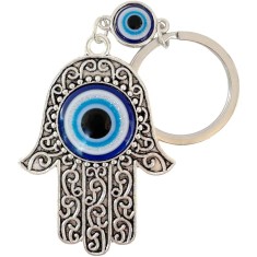 Breloc Hamsa și Ochiul norocos, amuletă de protecție și noroc, metal 10.5 cm