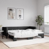 vidaXL Pat de zi cu extensie, negru, 80x200 cm, textil