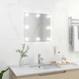 vidaXL Oglindă de perete cu lumini LED, sticlă, pătrată