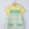 Set salopeta cu tricou in carouri pentru bebelusi, Tongs baby (Culoare: Galben, Marime: 6-9 luni)