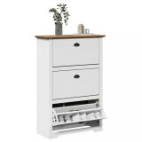 VidaXL Suport pantofi &bdquo;BODO&rdquo; alb și maro 80x35x118 cm