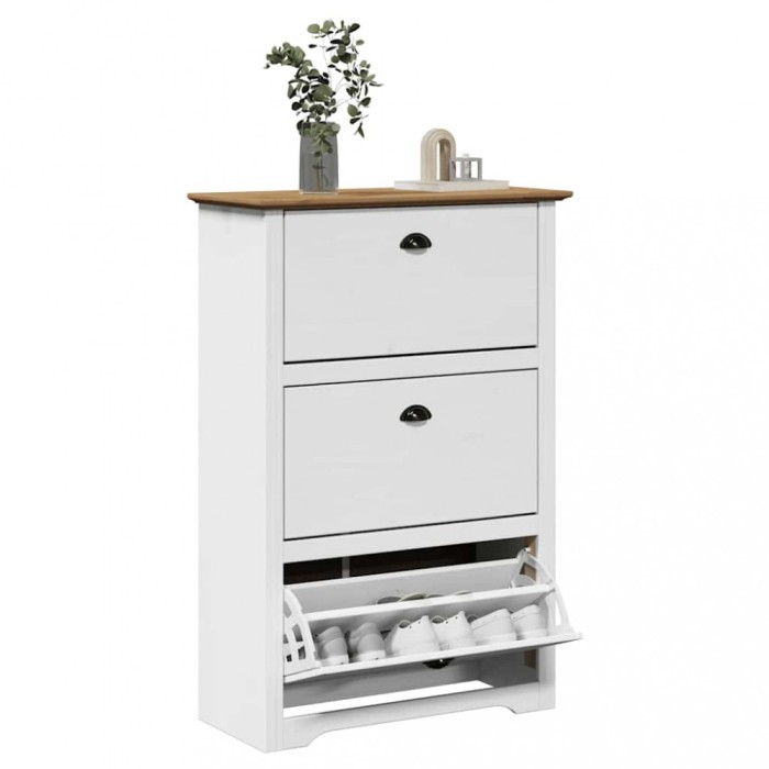 vidaXL Suport pantofi &bdquo;BODO&rdquo; alb și maro 80x35x118 cm