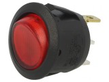 Comutator Rocker ON-OFF 6A 250V roșu cu lampă neon 230V