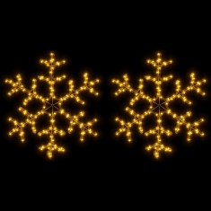 Figurina Fulg de Zapada de Craciun LED 2 buc. alb cald 59x59 cm