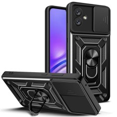 Husa Antisoc Samsung Galaxy A05 cu Protectie Camera, Inel Stand, Negru , Techsuit TCSS