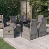 VidaXL Set de mobilier pentru grădină, cu perne, 7 piese, gri