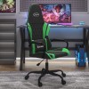 VidaXL Scaun de gaming de masaj, negru și verde, piele ecologică 345536