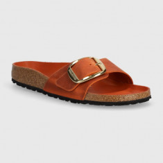 Birkenstock papuci din nubuc Madrid Big Buckle culoarea portocaliu, 1026632