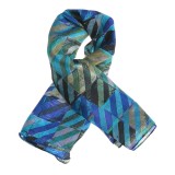 Esarfa matase multicolora cu modele geometrice