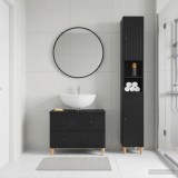 Cumpara ieftin Set de dulapuri pentru baie, 2 piese ALKMAAR Negru