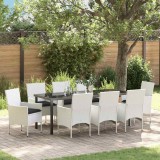 Cumpara ieftin Set de masă pentru grădină cu pernă 9 pcs Alb Rattan poli