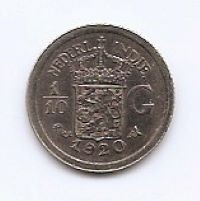 Indiile de Est Olandeze 1/10 Gulden 1920 Wilhelmina, Argint 1.25g/720,KM-311 (2)