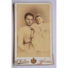CDV Atelier Romania Bucuresti Bucuresci Bucarest Gustav A. Waber - Mama cu copil cca.1900