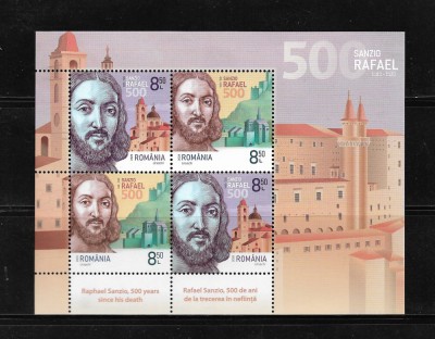 ROMANIA 2020 - RAFAEL SANZIO, 500 ANI DE LA MOARTE, BLOC, MNH - LP 2299a foto