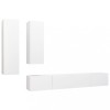 Set dulapuri TV, 4 piese, alb, lemn prelucrat