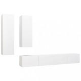 Cumpara ieftin Set dulapuri TV, 4 piese, alb, lemn prelucrat