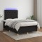 vidaXL Pat cu arcuri, saltea și LED, negru, 120x200 cm, textil 3135663