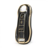 Husa Cheie Porsche Cayenne, Smartkey 2019+, Tpu+pc, Negru cu contur Auriu AutoProtect KeyCars, Oem