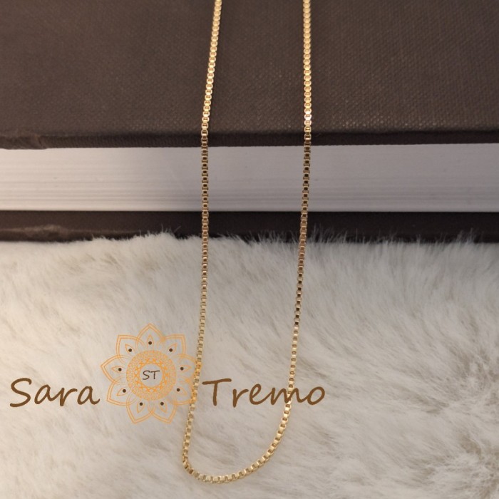 Lantisor unisex tip box chain Aurelian , placat aur 18K, Brazilia, stanta, 50 cm