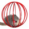 Jucarie Pisica Soricel cu Minge, Cusca Sphere, Rosu, Metal/Blana/Plastic, Animale de Companie