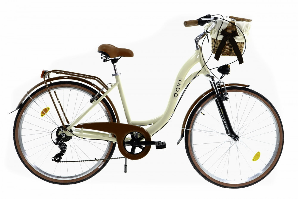 Bicicleta dama cu cos rachita Davi® Maria, Aluminiu, 7 viteze Roata 28",  160-185 cm inaltime, Maro cafeniu | Okazii.ro