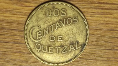 Guatemala - moneda colectie foarte cautata - 2 centavos de quetzal 1932 - an unic de batere - design deosebit foto