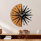Ceas de perete, Wooden Clock, Lemn/metal, &oslash;56 cm, Nuc / Negru