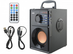 Sistem Audio Portabil Bluetooth cu Subwoofer Incorporat si Radio FM MP3 Player cu Telecomanda foto