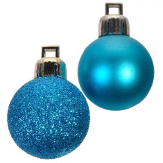Set Globuri Crăciun, Model Glitter Mat, Turcoaz, 3cm, 20 Bucăți