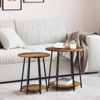 vidaXL Set măsuțe laterale 2 pcs Lemn vechi și Negru 50 x 50 x 51 cm 869706 foto