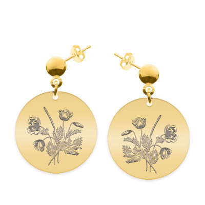Flora - Cercei personalizati buchet flori banut cu tija din argint 925 placat cu aur galben 24K foto