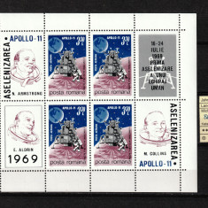 Romania, 1969 | Misiunea Apollo 11 - Aselenizare - Cosmos | Bloc M/S - MNH | aph