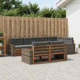 vidaXL Set de canapele de exterior cu pernă 7 pcs Natural și Antracit 3383490