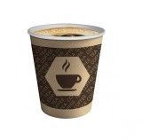 Set 100 pahare carton + 100 capace pentru cafea, 200 ml