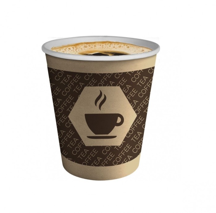 Set 100 pahare carton + 100 capace pentru cafea, 200 ml