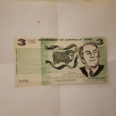 CY - 3 dollars dolari Australia Utah / Political Funny Money / aUNC RARA