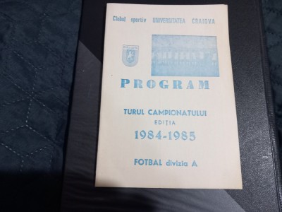 Program Tur 1984-1985 U Craiova foto