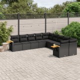 Set canapele de gradina cu perne, 10 piese, negru, poliratan GartenMobel Dekor, vidaXL