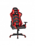 Scaun gaming GN90 Indianapolis, suport lombar, perna tetiera, cotiere reglabile, rotativ, mecanism multiblock, 150 kg, negru/rosu