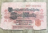 BNKSTR03DE Bancnotă Veche Germania 2 Mark 1914 (Darlehnskassenschein), Primul Război Mondial, Pentru Colecție / Numismatică