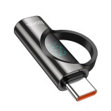 Adaptor Hoco Type-C M la Lightning F, cu Display Digital 3A 60W, UA32A, Negru