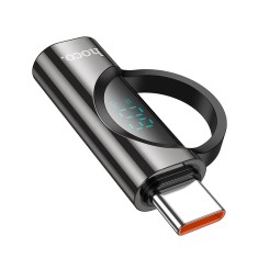Adaptor Hoco Type-C M la Lightning F, cu Display Digital 3A 60W, UA32A, Negru