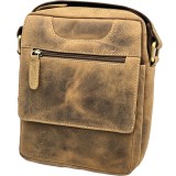 Borseta Umar din Piele Naturala de Vanat pentru Barbati,18x22x7cm, Maro coniac , Curea Reglabila