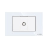 Priza TV Satelit 1M + 2 Taste False LUXION cu Rama din Sticla, Standard Italian, 3M