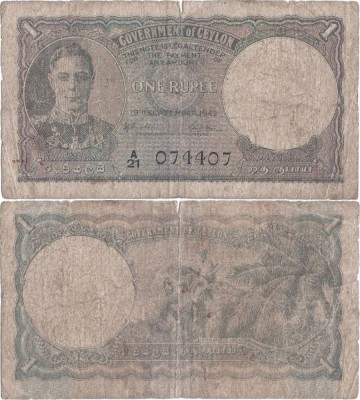 1942 (19 IX), 1 rupee ( P-34a.2 ) - Ceylon foto