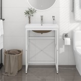 Cumpara ieftin Cadru lavoar baie cu chiuvetă &icirc;ncorporată, alb, fier