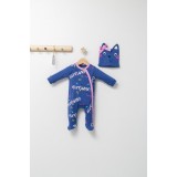Salopeta cu caciulita pentru bebelusi Colorful autum, Tongs baby (Culoare: Albastru, Marime: 6-9 luni)